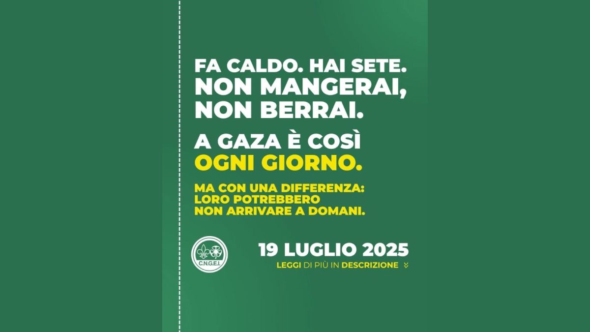 CNGEI, il 19 luglio gli scout digiunano per Gaza CNGEI, il 19 luglio gli scout digiunano per Gaza