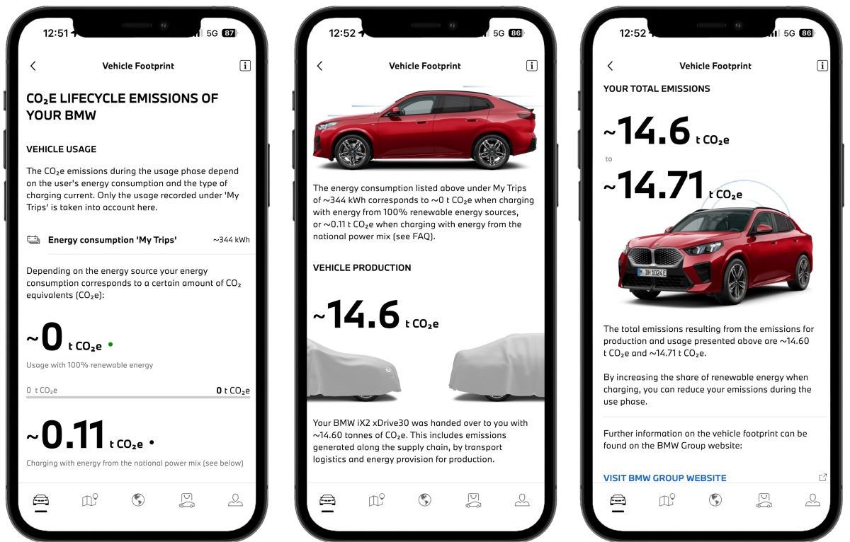 My BMW App mostra impronta di CO2 durante intero ciclo di vita veicolo My BMW App mostra impronta di CO2 durante intero ciclo di vita veicolo