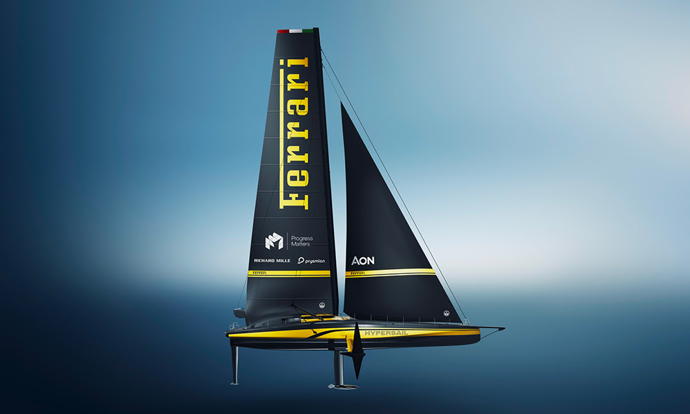 Ferrari Hypersail svela la livrea del monoscafo volante alla Design Week