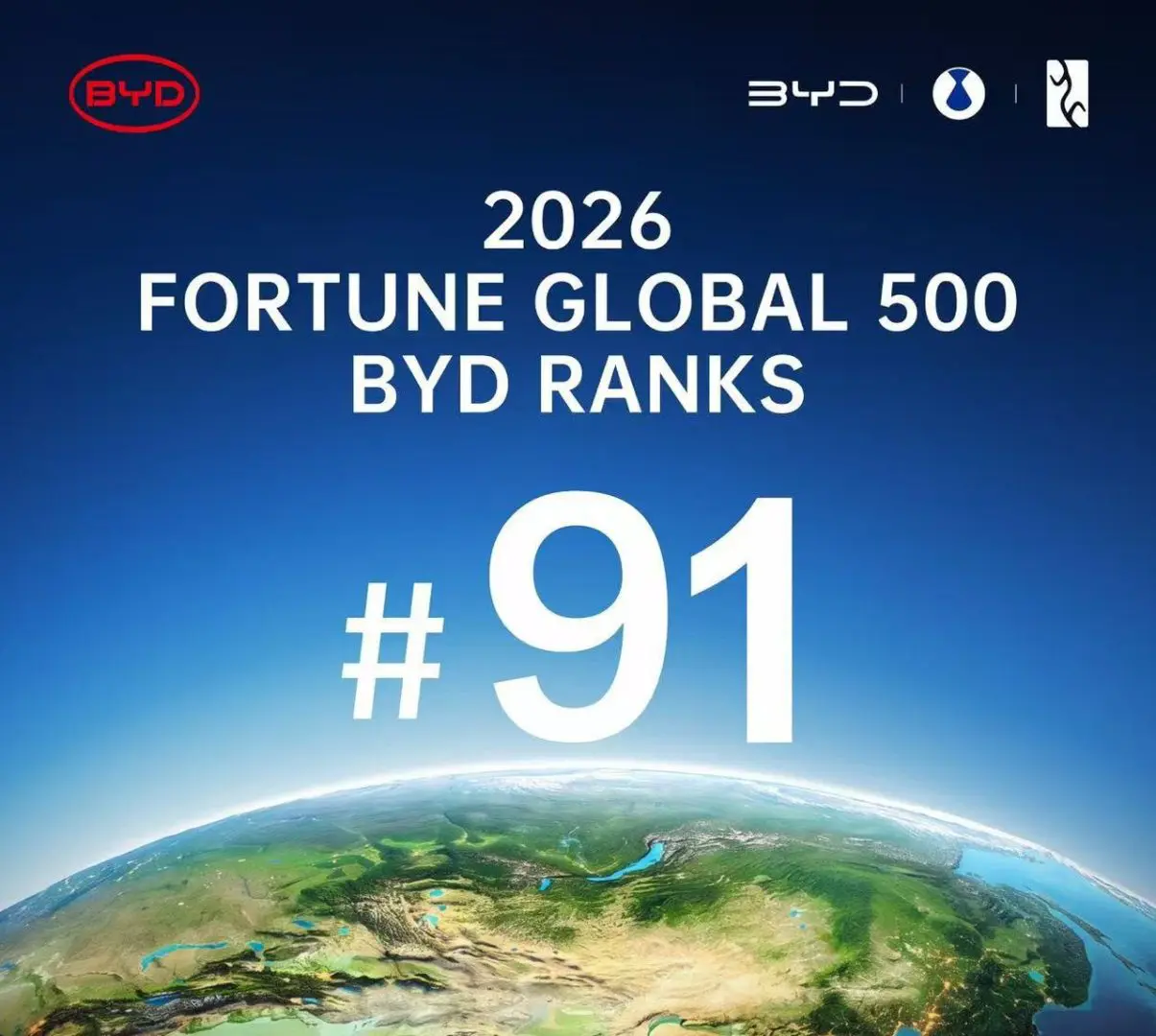 Byd si conferma nella top 100 della Fortune Global 500 2026
