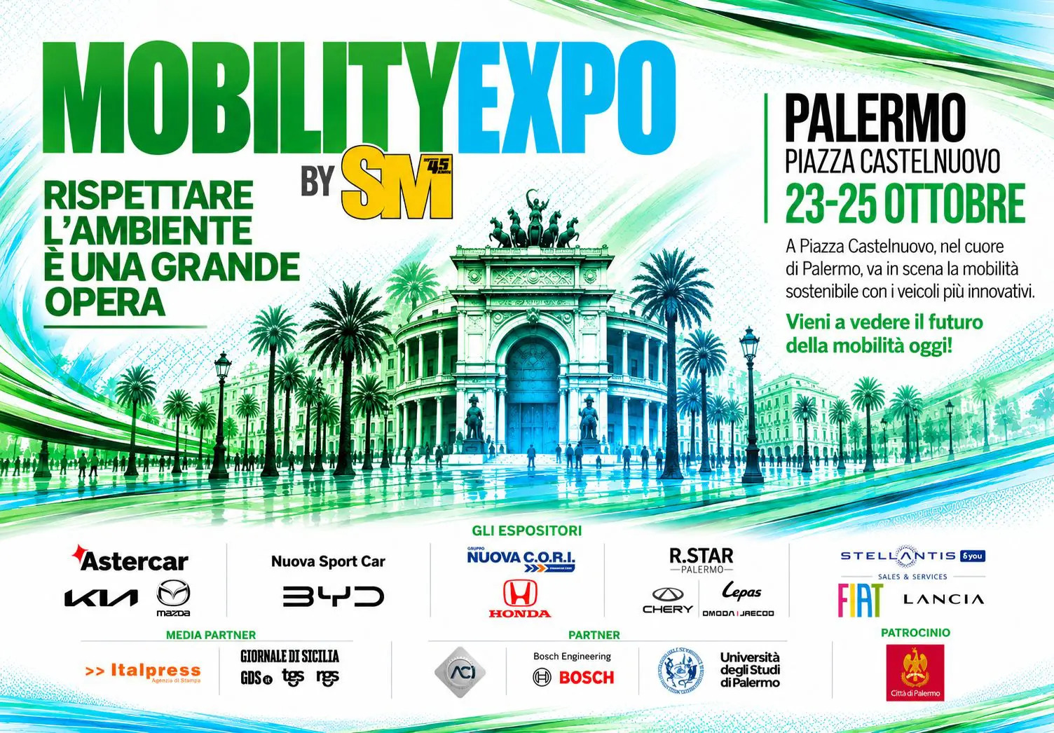 Mobility Expo by SM a Palermo, le auto dei sogni in mostra a Piazza Castelnuovo